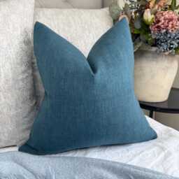 Cotton Blend Plain Heritage Blue Cushion Cover For Sofa Or Chair, Perfect Living Room Pillow Everyday Use - thumbnail 1
