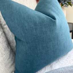 Cotton Blend Plain Heritage Blue Cushion Cover For Sofa Or Chair, Perfect Living Room Pillow Everyday Use - thumbnail 3
