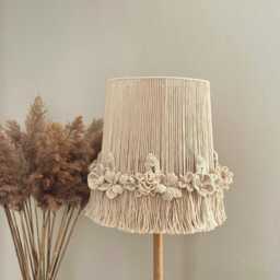Flowers Macrame Fringe Lampshade, Boho Chandelier Lighting Floor Lampshades, Table Unusual Lamp Shade - thumbnail 3