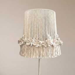 Flowers Macrame Fringe Lampshade, Boho Chandelier Lighting Floor Lampshades, Table Unusual Lamp Shade - thumbnail 2