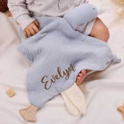 Handmade Baby Goose Comforter, Sleep Toy For Baby, Goose Comfort Blanket, Animal Goose Security Blanket, Baby Name Shower Gift - thumbnail 3