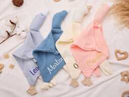 Handmade Baby Goose Comforter, Sleep Toy For Baby, Goose Comfort Blanket, Animal Goose Security Blanket, Baby Name Shower Gift - thumbnail 1