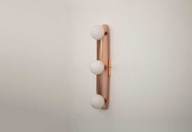 Long Copper Wall Light , Bathroom Light Glass Lighting , Globe Lamp Vanity Fixture, Sconce , Lamp - image 1