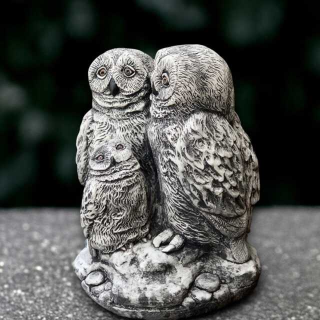 Garden Family Owl Sculpture Concrete Birds Statue Stone Bird Figurine Owl Lover Gift Handmade Decoration Yard Art Front Door Ornament - image 1