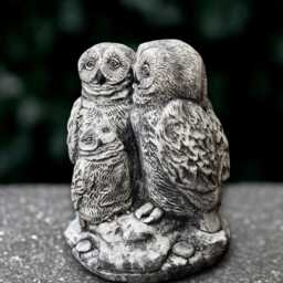 Garden Family Owl Sculpture Concrete Birds Statue Stone Bird Figurine Owl Lover Gift Handmade Decoration Yard Art Front Door Ornament - thumbnail 1