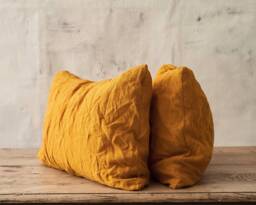 Saffron Linen Pillow Covers - Set Of 2 Handmade Organic Shams