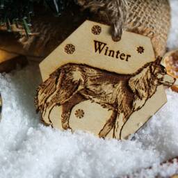 Husky Personalised Wooden Bauble Ornament Dog Name Breed Gift Quirky Rustic Laser Wood Burned Ornate Lover Pet Decoration - thumbnail 2