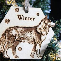 Husky Personalised Wooden Bauble Ornament Dog Name Breed Gift Quirky Rustic Laser Wood Burned Ornate Lover Pet Decoration - thumbnail 3