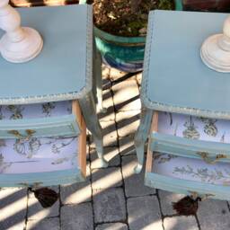 French Louis Style Bedside Tables, Annie Sloan Duck Egg, Matching Pair - thumbnail 4