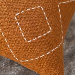 Handmade Rust Kantha Pillow Cover Embroidered Boho Throw - thumbnail 4