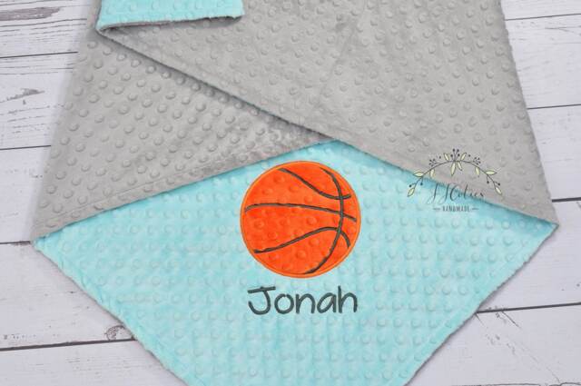 Personalized Basketball Baby Blanket-Personalized Baby Minky Blanket-Basketball Blanket-Sports Blanket - image 1
