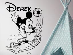 Wall Decals Name Personalized Custom Vinyl Sticker Art Home Decor Mural Mickey Mouse Football Game Soccer Ball Nursery Ms363 - thumbnail 1