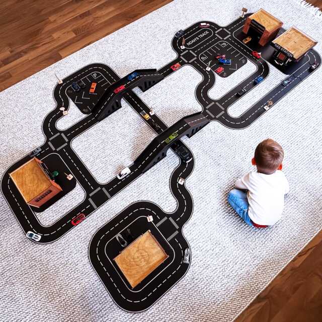Personalizable Wooden Car Track Road Track For Hotwheels, Toddler Gift, Grandson Present, Playset, Hot Wheels - Race - image 1