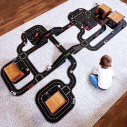 Personalizable Wooden Car Track Road Track For Hotwheels, Toddler Gift, Grandson Present, Playset, Hot Wheels - Race - thumbnail 1