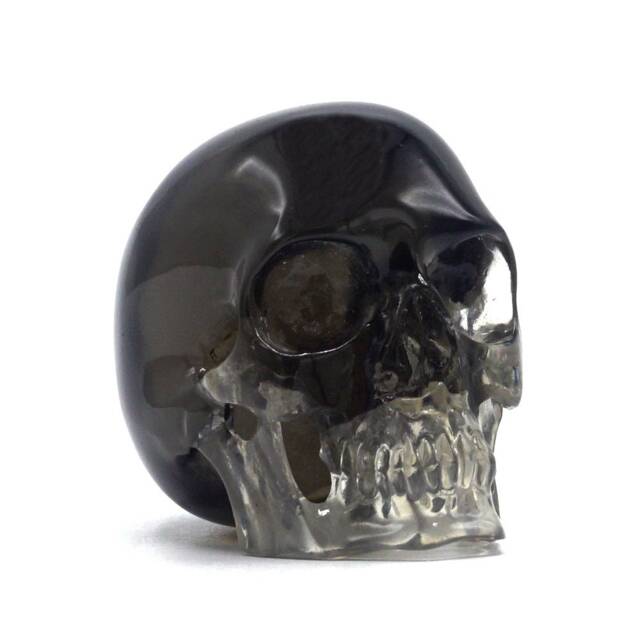 Hand Made Resin Skull Sculpture, Art, Homeware, Small Transparent Black - image 1