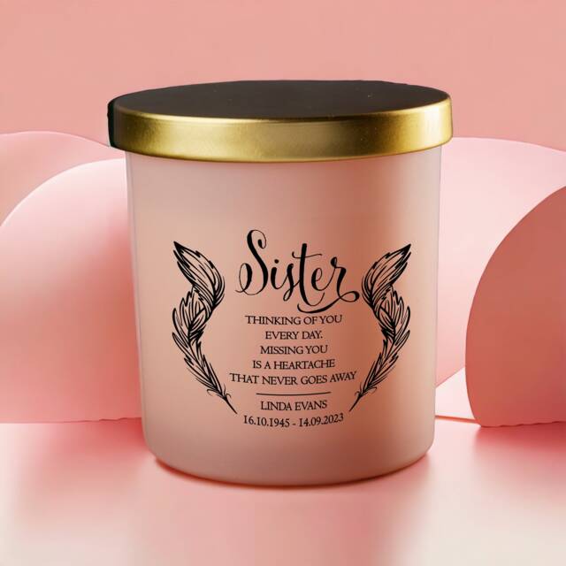 Beautiful Pink Sister Memorial Remembrance Personalised Candle Gift - image 1
