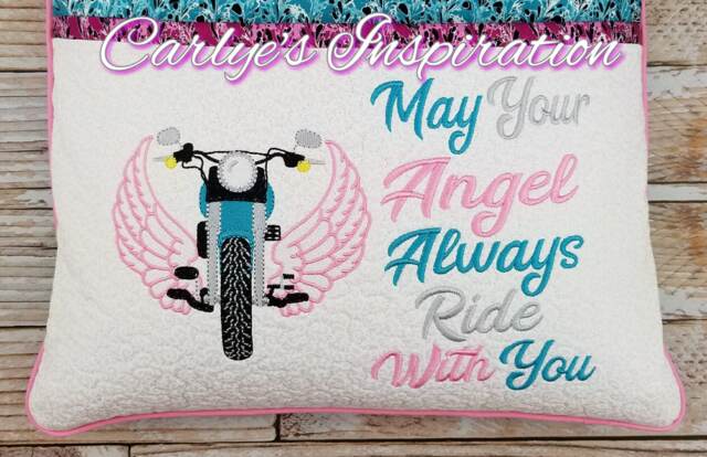 May Your Angel Always Ride With You Bundle Storybook Pillow Designs - 5x7 Design Includes 2 Digital Designs Motorcycle Wings - image 1