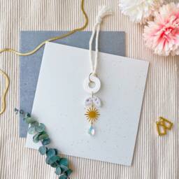 Lunar Pearl Mini Sun Catcher Hanging - Polymer Clay, Car Hanging, Moonshine, Rainbow Glass, Crystal, Astronomy, Moon, Ethereal, Wall Art - thumbnail 3