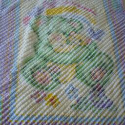 Chenille Baby Girl Blanket With Minky On Back Mint Green Teddy Bear Motif Featured Two Layers Plus To Make The Effect - thumbnail 2