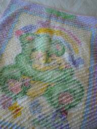 Chenille Baby Girl Blanket With Minky On Back Mint Green Teddy Bear Motif Featured Two Layers Plus To Make The Effect - thumbnail 1