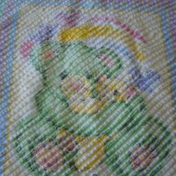 Chenille Baby Girl Blanket With Minky On Back Mint Green Teddy Bear Motif Featured Two Layers Plus To Make The Effect - thumbnail 4