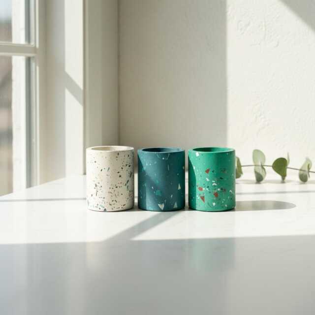Sleek Concrete Storage Pot Minimalist Decor For Bathroom, Office Desk & Organization - image 1