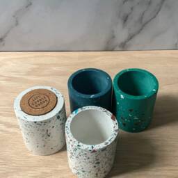 Sleek Concrete Storage Pot Minimalist Decor For Bathroom, Office Desk & Organization - thumbnail 2