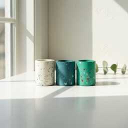 Sleek Concrete Storage Pot Minimalist Decor For Bathroom, Office Desk & Organization - thumbnail 1