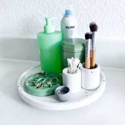 Sleek Concrete Storage Pot Minimalist Decor For Bathroom, Office Desk & Organization - thumbnail 4