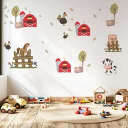Farm Animal Wall Decals Barn Cow Horse Pig Nursery Stickers Peel & Stick Baby Bedroom Playroom Decor - thumbnail 3