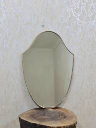 Antiqued Brass Mirror Italian Shield Wall Vanity Aesthetic Decor Wavy Art