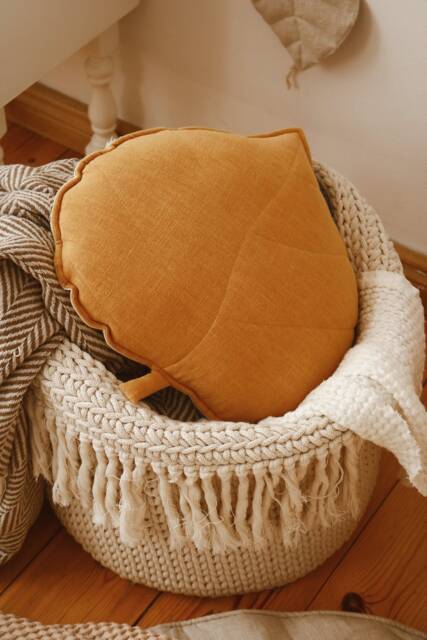 "Linen Leaf Pillow ""Mango" - image 1