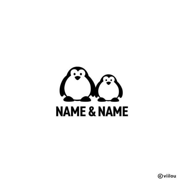 Wall Tattoo Penguins With Names Children Stickers Tattoos Nursery Decals Animals Illustration Penguin Sticker Motifs Text Diy - image 1