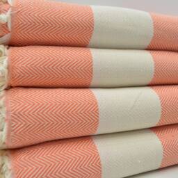 "Aztec Blanket, Handmade Throw, Orange Blanket, Bedspread Throw, Turkish Blanket, Herringbone Blanket, 79""x95" - thumbnail 3
