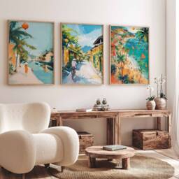 Set Of 3 Vietnam Poster Set, Vietnamese Travel Prints, Art, Decor, Asia Southeast Wall Art - thumbnail 4