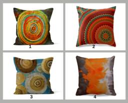 Abstract Geometric Pillow Cover, Colourful Mid Century Modern Cushion, Terracotta Living Room Decor, Paint Effect Bedroom Throw Top