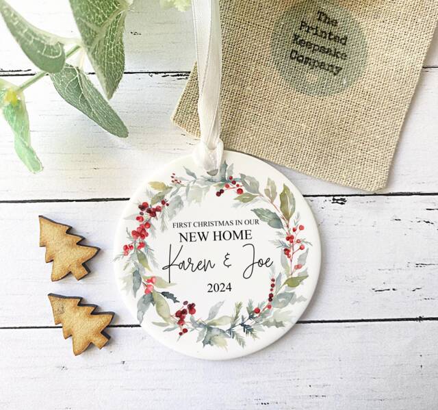 Personalised New Home Christmas Ornament Ceramic Housewarming Keepsake - image 1