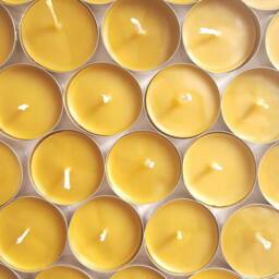 100% Beeswax Tea Light Candles - Natural Purifying Unscented -12 Pack - thumbnail 1