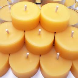 100% Beeswax Tea Light Candles - Natural Purifying Unscented -12 Pack - thumbnail 2
