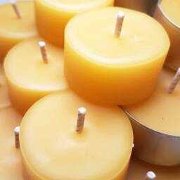 100% Beeswax Tea Light Candles - Natural Purifying Unscented -12 Pack - thumbnail 4