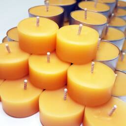 100% Beeswax Tea Light Candles - Natural Purifying Unscented -12 Pack - thumbnail 3