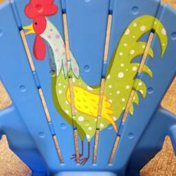 Whimsical Farm Rooster Hand Painted On Blue Chair - Kid's/ Toddler Story-Time Time-Out Chair- Farmhouse Decor Customizable - thumbnail 2