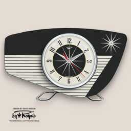 Royalexe Laminate Mantle Clock Mid Century Modern Style in Black By Royale - 12 Colours