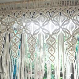 Macrame Window Valance, Boho Kitchen Curtain, Farmhouse Treatment, Handmade Cotton Rustic Decor, Privacy Cover - thumbnail 4