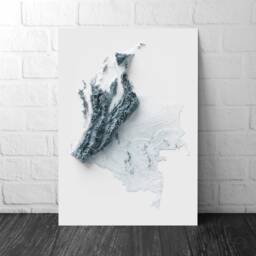 Artistic Relief Map Of Colombia - Unique 2D Wall Decor Colombian Geology Shaded - thumbnail 1