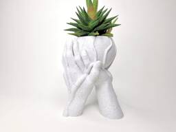 Romantic Hands Planter - Marble Effect, Wedding Anniversary Gift - thumbnail 1