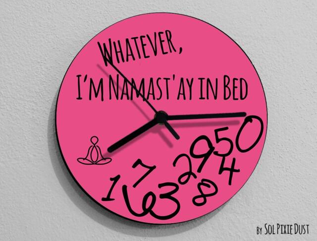 Whatever, I'm Namast'ay in Bed/Round Pink - Wall Clock - image 1