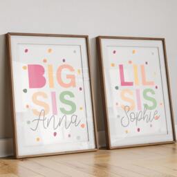Set Of 2 Big Sis Lil Rainbow Prints, Girls Shared Bedroom, Little Posters, Siblings Wall Art, Sister Wall Art, Twins - thumbnail 4