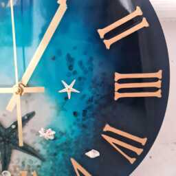 Handmade Resin Ocean Clock, Beach Decor, Real Sand & Shells - thumbnail 4