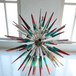 1950's Mid Century Murano Glass Two Tone Cube Skypes Sputnik Italian Ceiling Pendent Light Chandelier Handmade - thumbnail 2